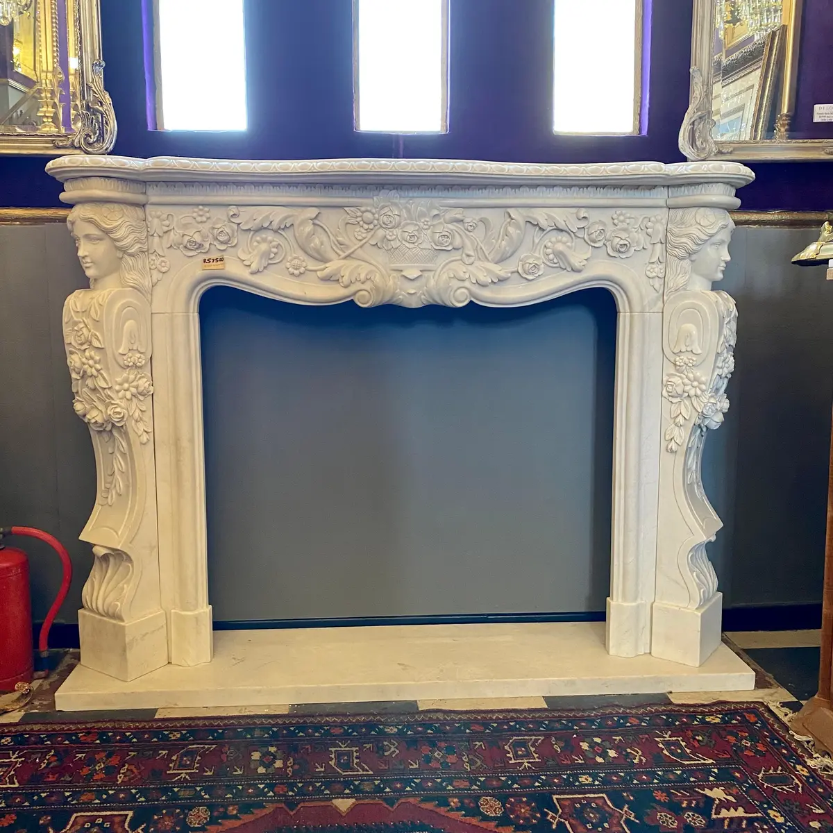 Large Ornately Carved White Marble Fire Surround - Sold 1