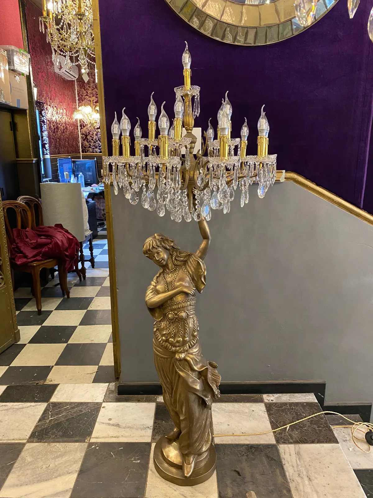 Antique Standing Chandelier In The Form Of A Lady's Figure 1