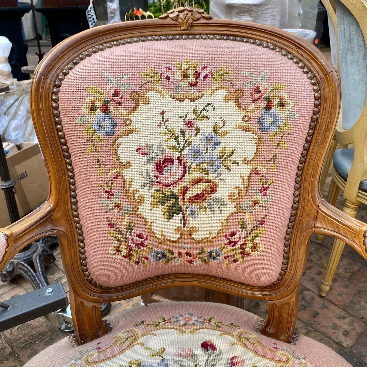 Antique Needlepoint Armchair - Sold 2