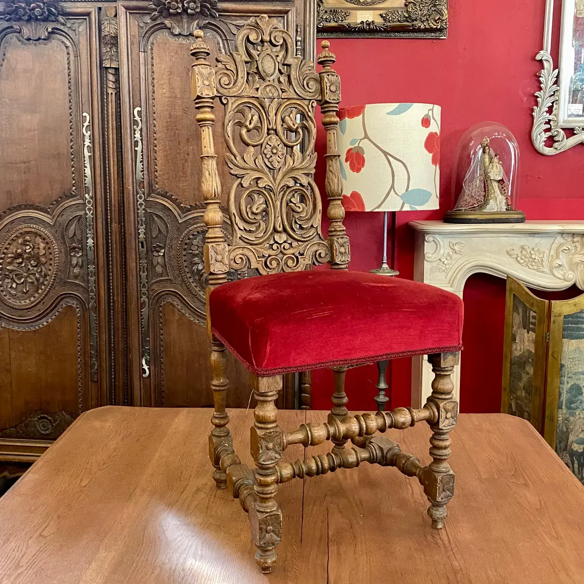 Pair Of 19Th Century Carved Oak Dining Chairs 1