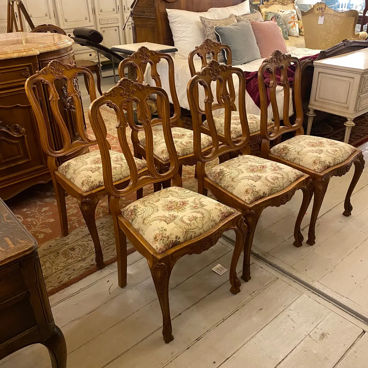 Antique French Oak Dining Chairs (Six) - Sold 1