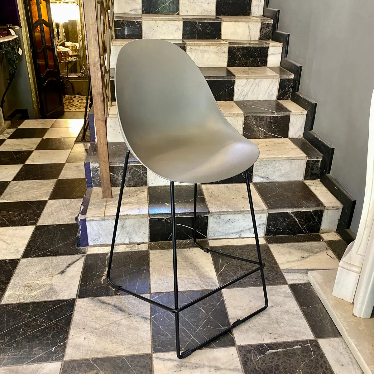 Modern Grey Bar Stools With Steel Legs 1