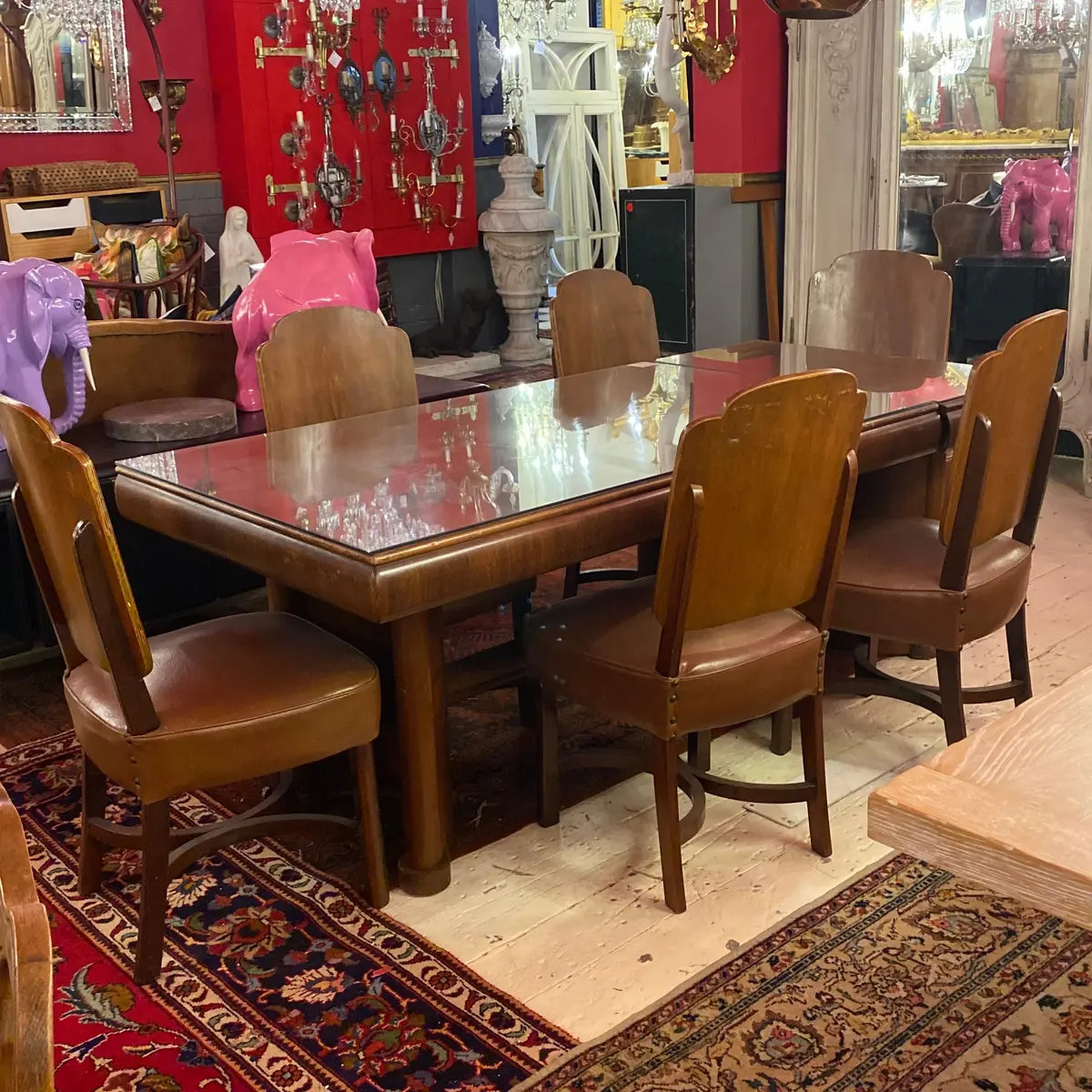 Art Deco Dining Table With Six Matching Chairs - Sold 1
