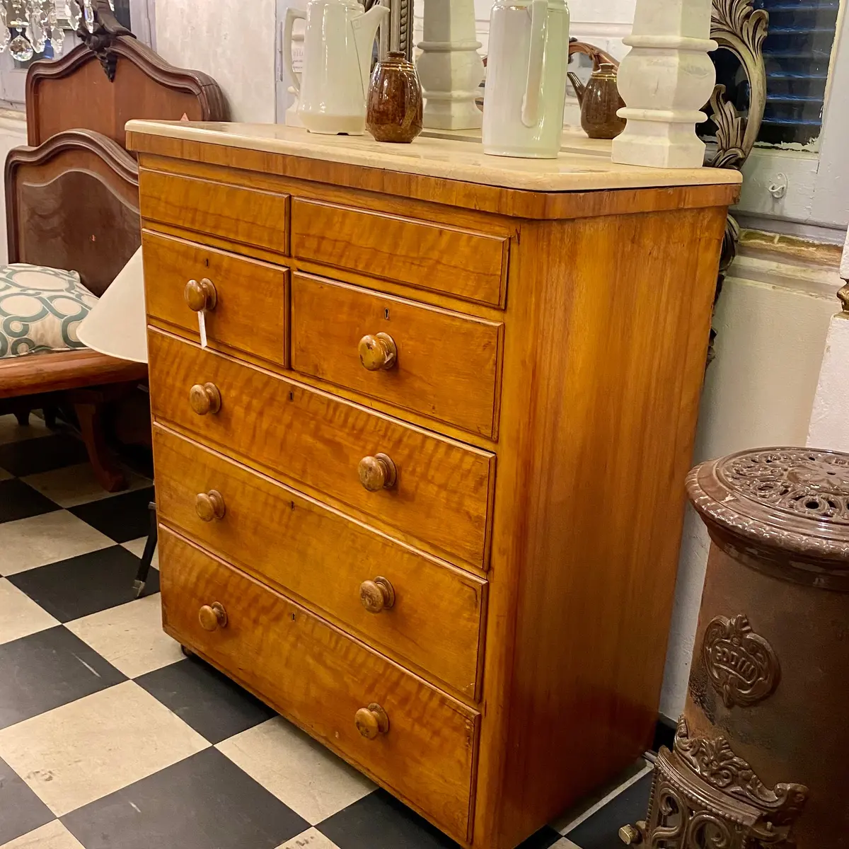 Vintage Chest Of Drawers With Marble Top - Sold 1