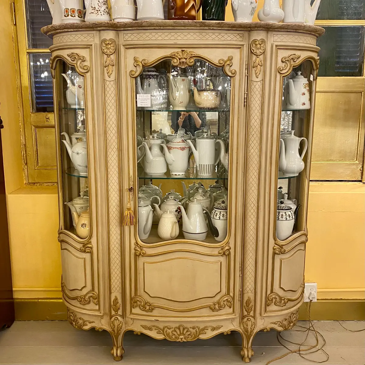 1920'S French Vitrine Cabinet With Marble Top - Sold 1