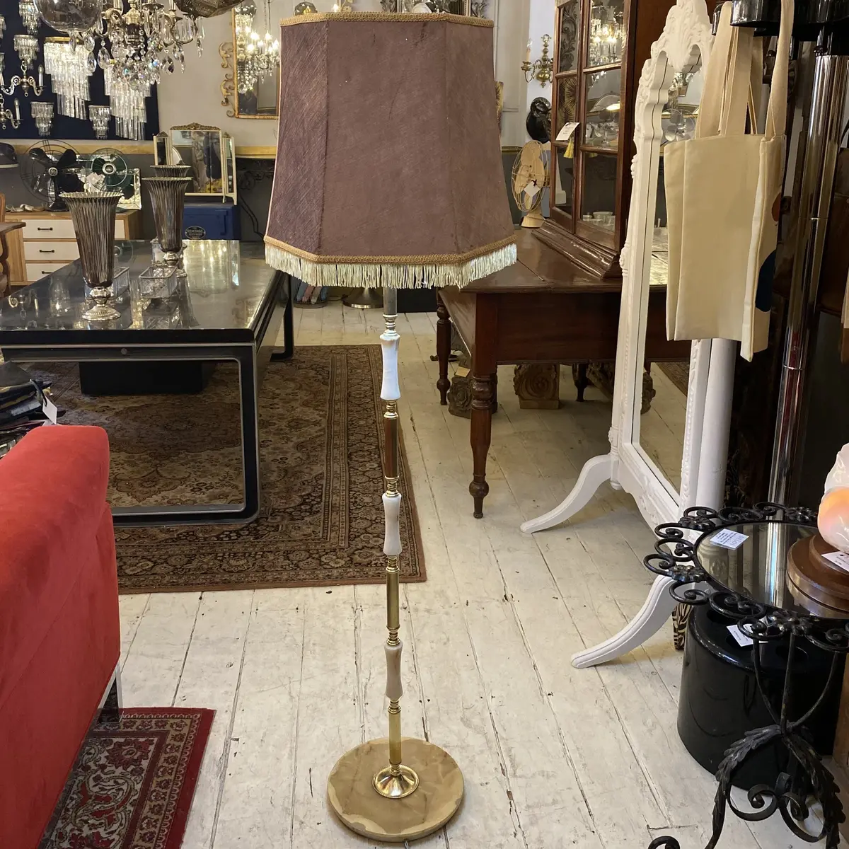 Vintage Italian Brass And Marble Standing Lamp - Sold 1