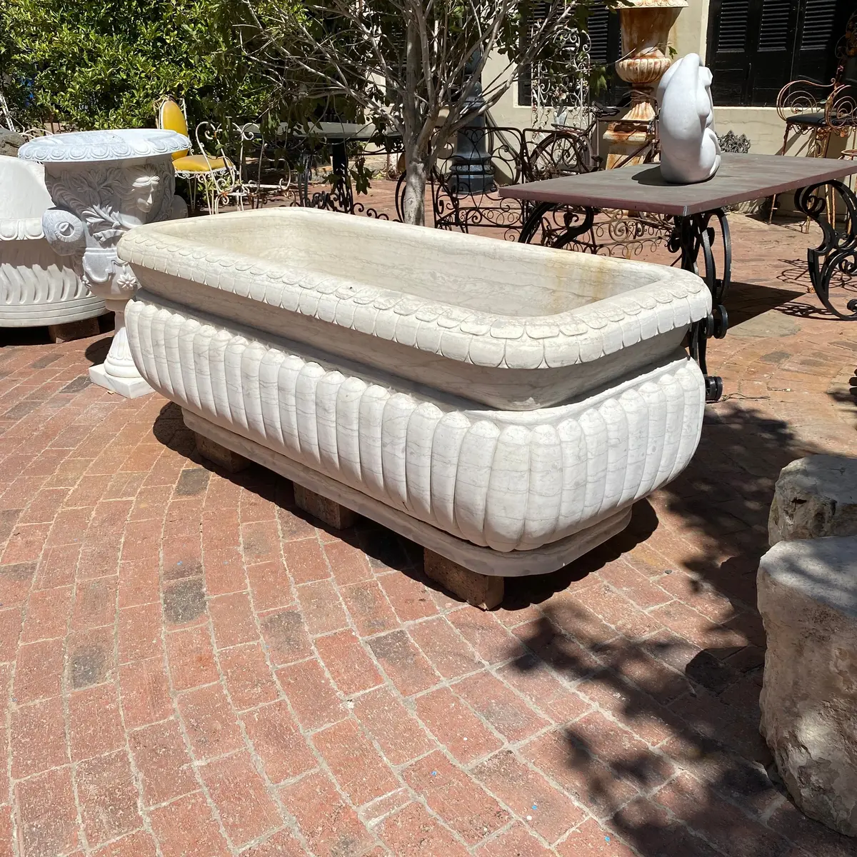 Beautifully Carved White Marble Bath - Sold 1