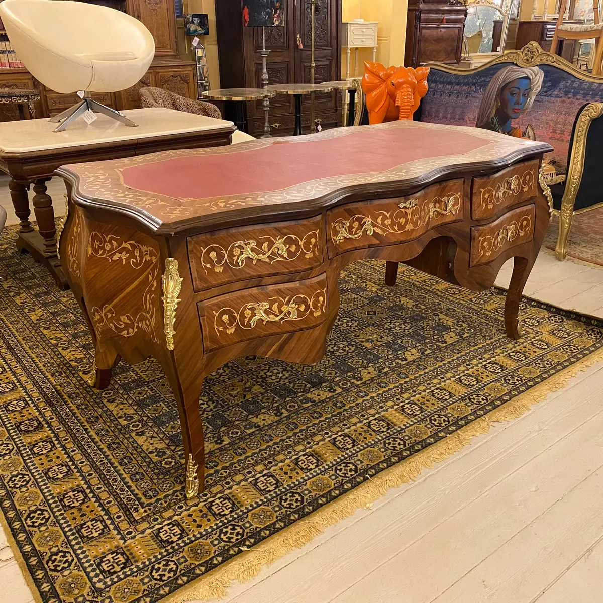 French Style Inlaid Desk With Brass Casting - Sold 1