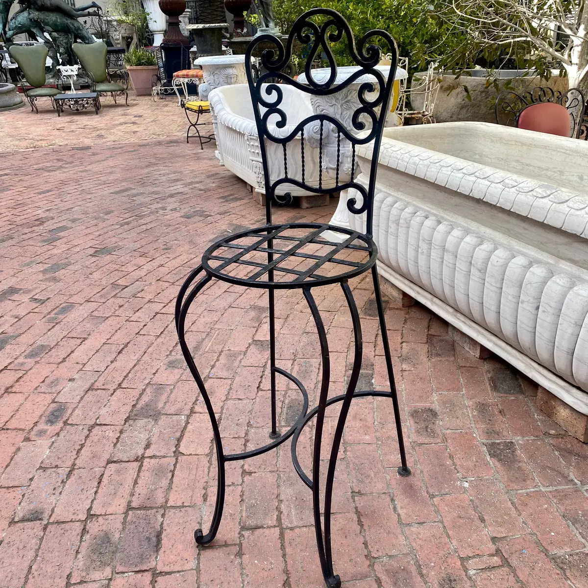 Wrought Iron Scroll-Back Bar Chair 1