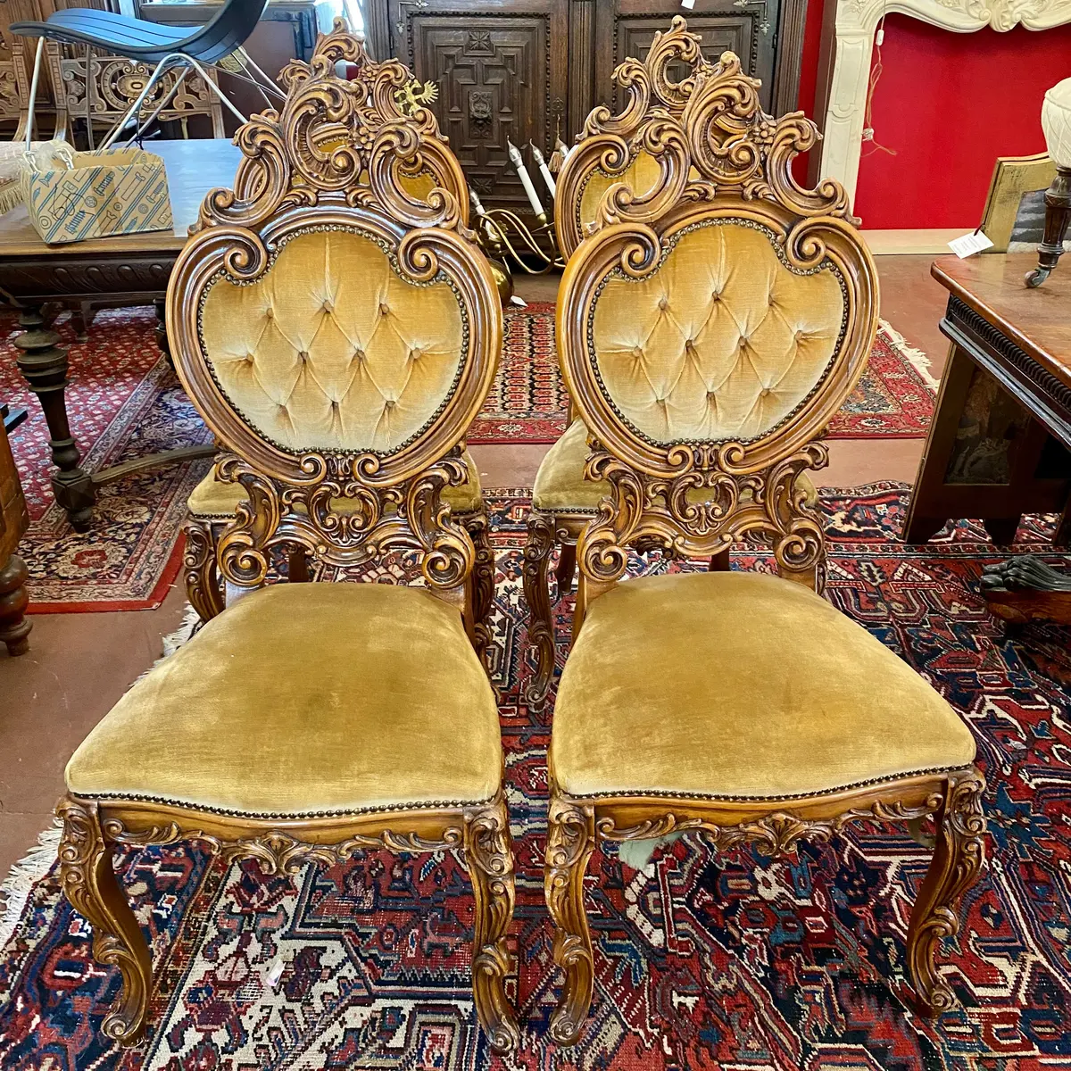 Antique French Ornately Carved Dining Chairs - Sold 1