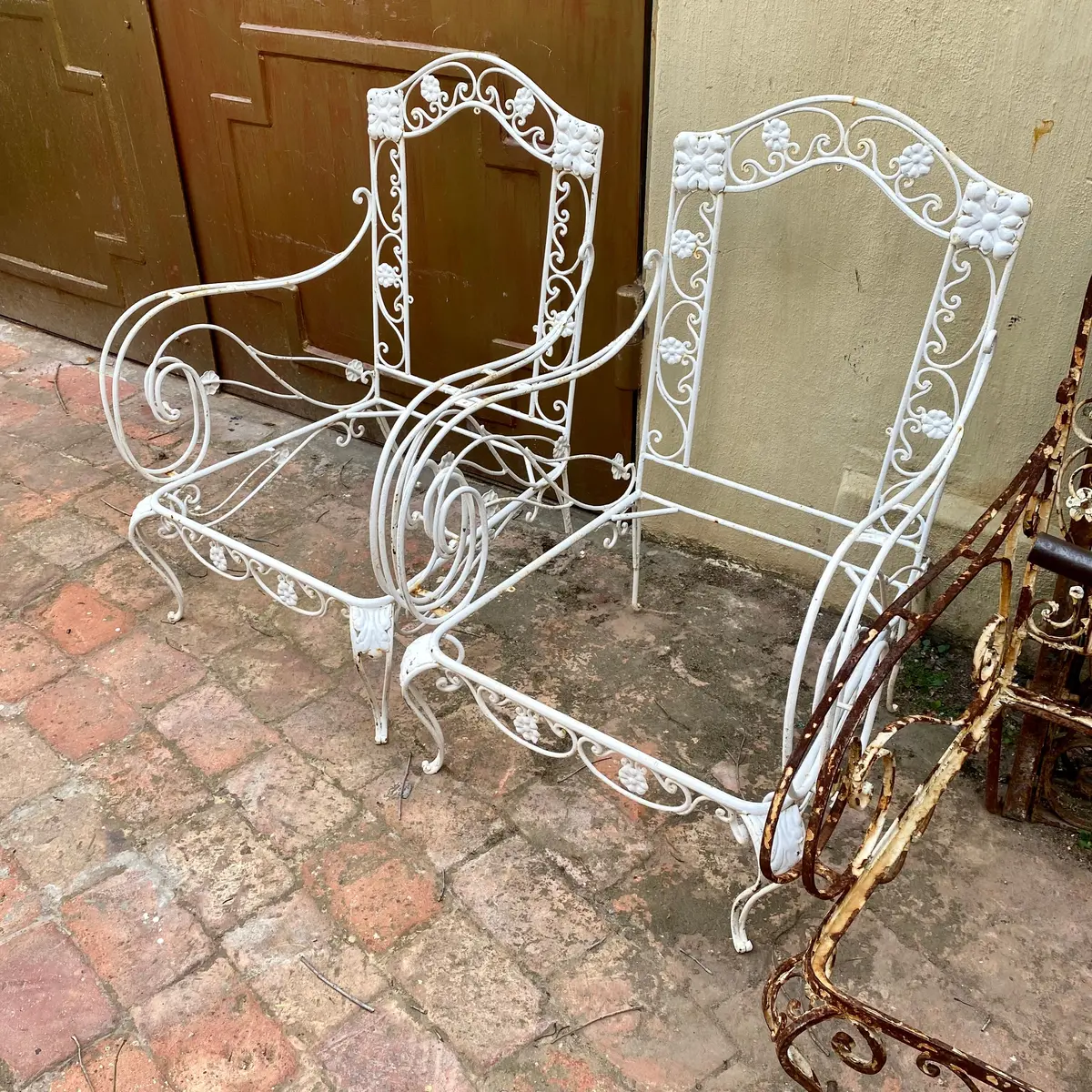 Vintage Wrought Iron Armchairs 1