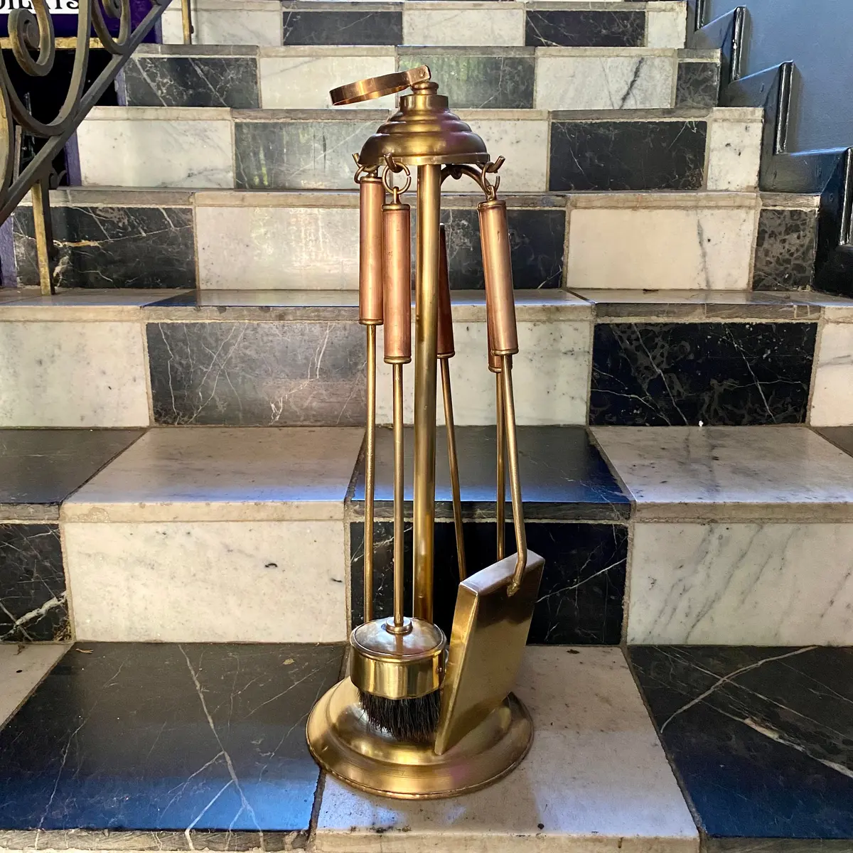 Polished Brass & Copper Fire Tool Set - Sold 1