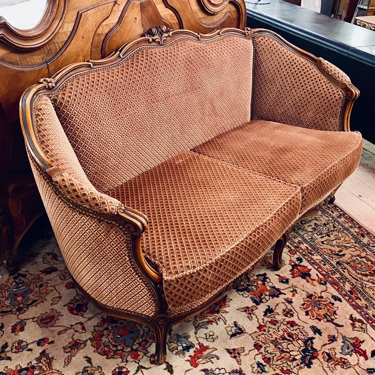 Antique French Sofa With Pink Upholstery - Sold 1