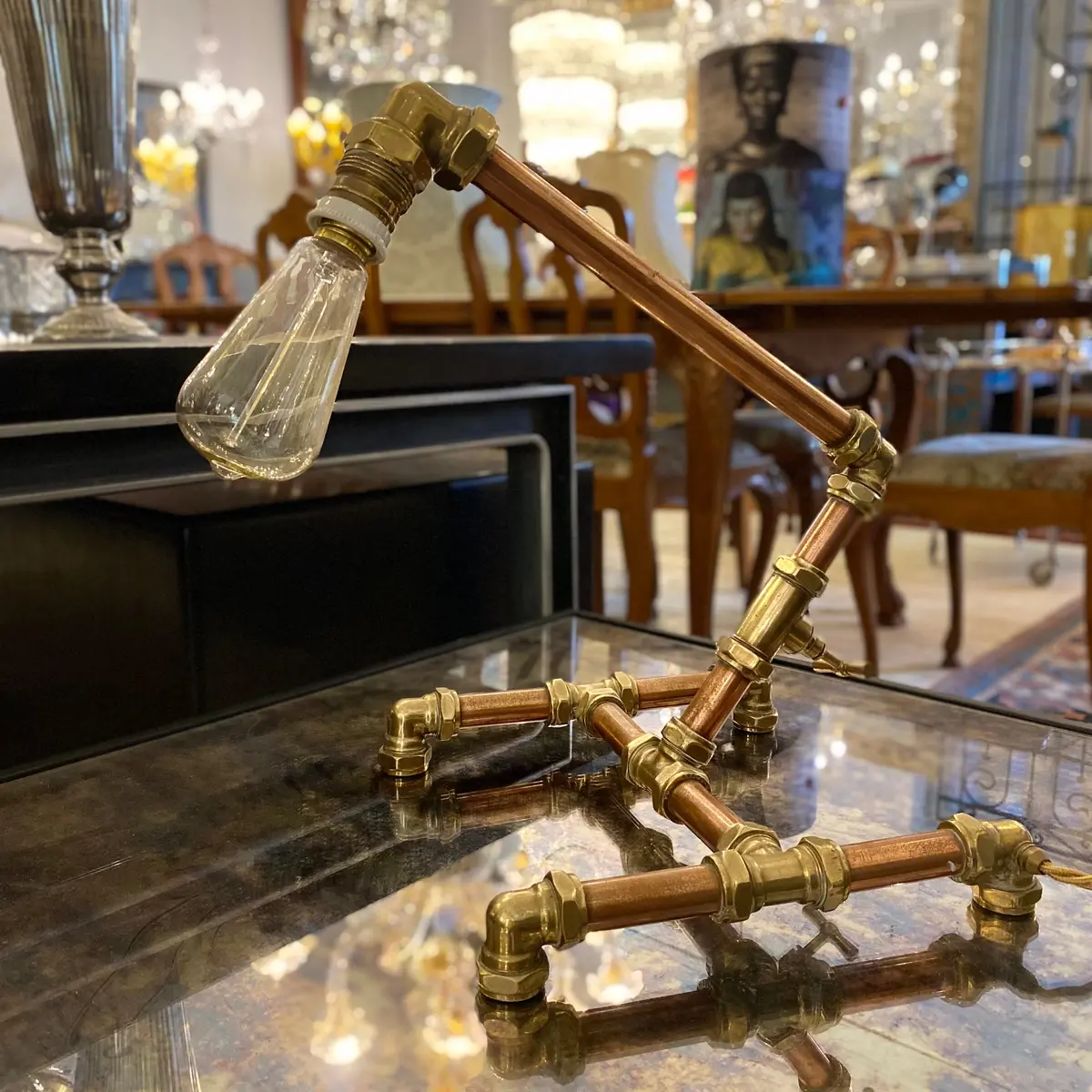 Industrial Brass & Copper Desk Lamp 1