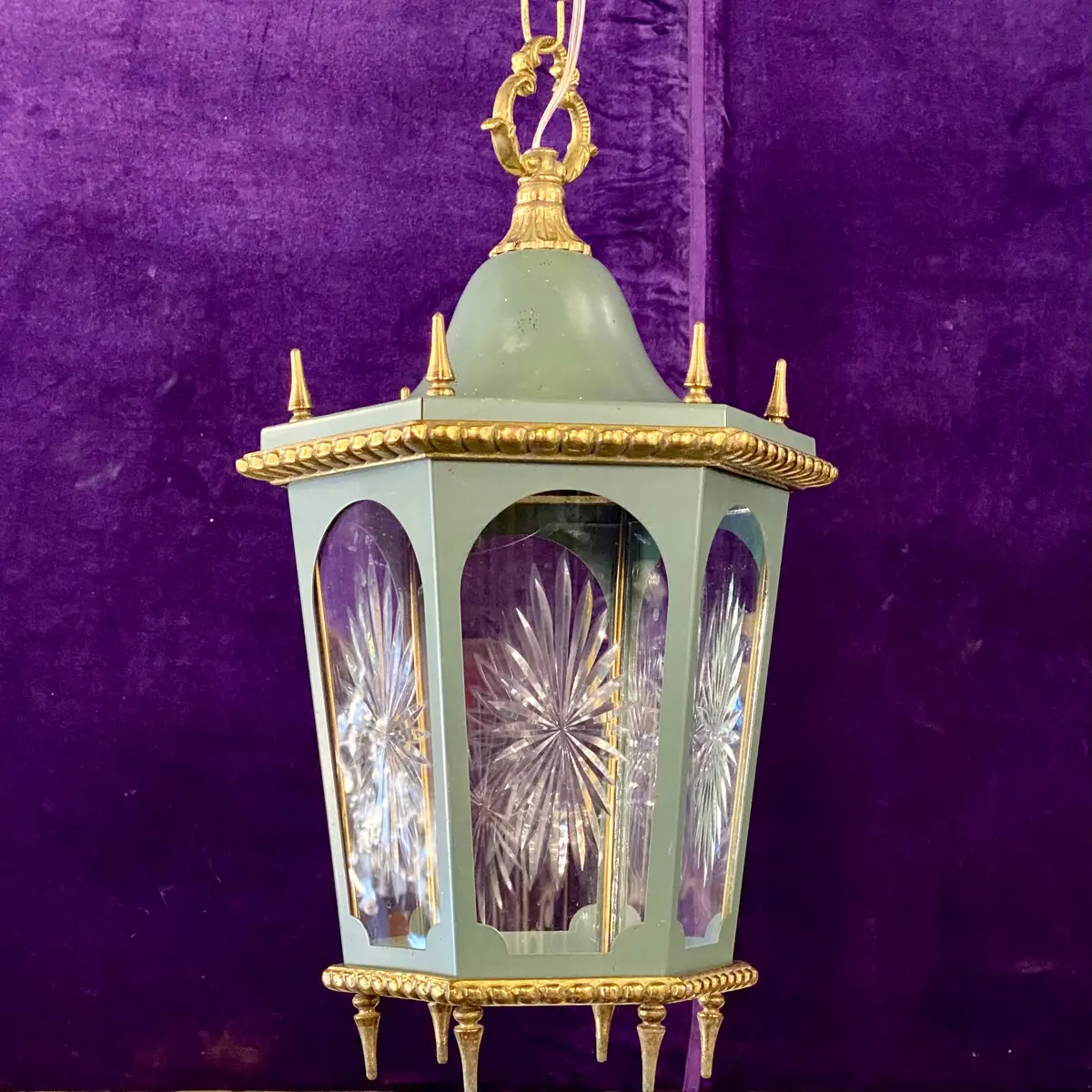 Empire Era Lantern With Etched Glass - Sold 1