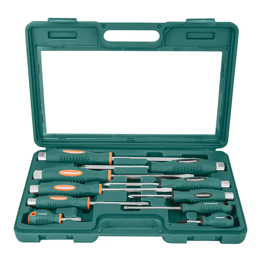 Jonnesway Mechanic Go Thru Impact Screwdriver 10 Piece Set Ergonomic Handle Tools 1