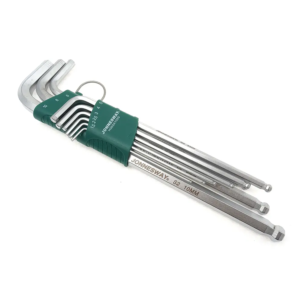 Jonnesway Anti Slip Ball Joint Hex Key 9 Piece Tool Set 1.5-10Mm Extra Long Arm Tools 1