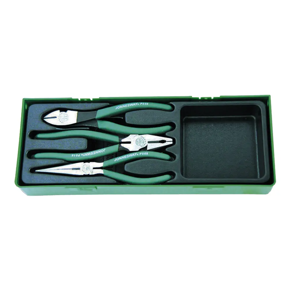 Jonnesway Side Cut, Diagonial & Long Nose Pliers 3 Piece 8" Set Non Slip Grip Tools 1