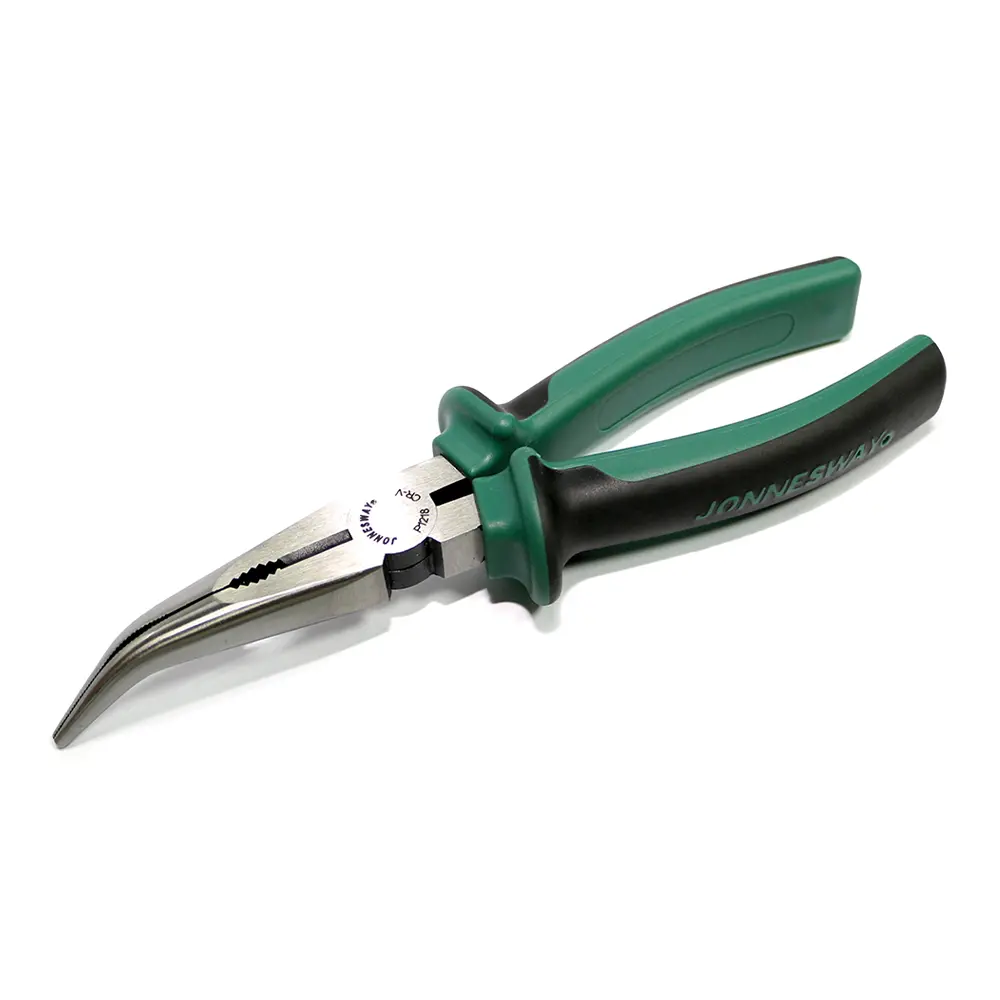 Jonnesway Bent Long Nose Pliers With Side Cutter 8" Non Slip Grip High Quality Tools 1