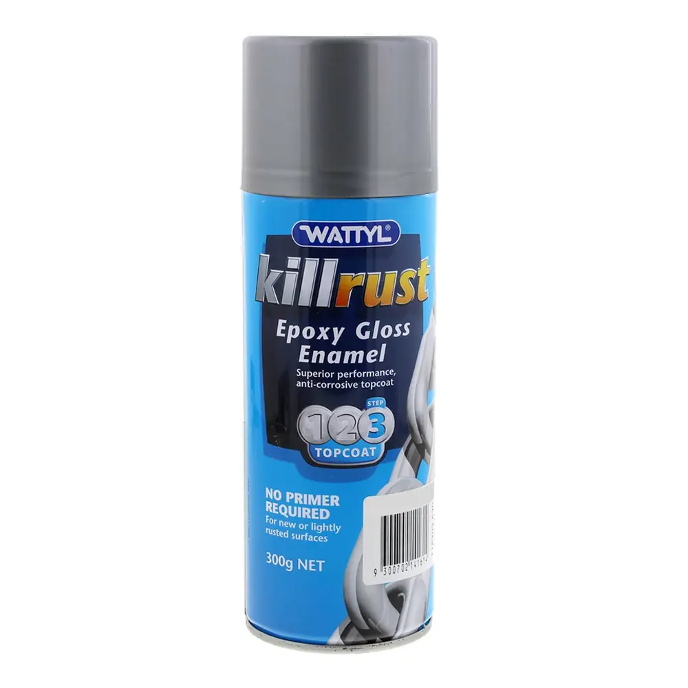 Wattyl Killrust Epoxy Gloss Enamel Spray Paint Silver Aluminium 300G Aerosol 1