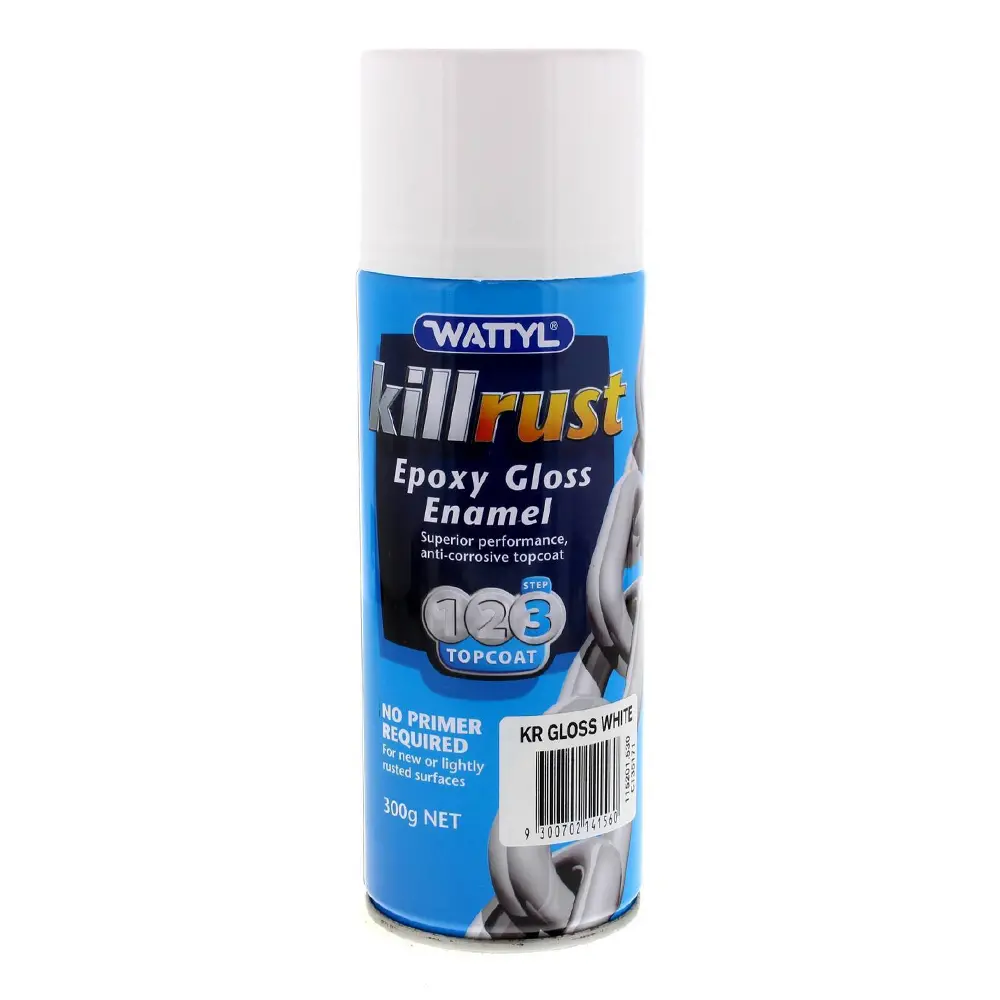 Wattyl Killrust Epoxy Gloss Enamel Spray Paint White 300G Aerosol Metal Protection 1