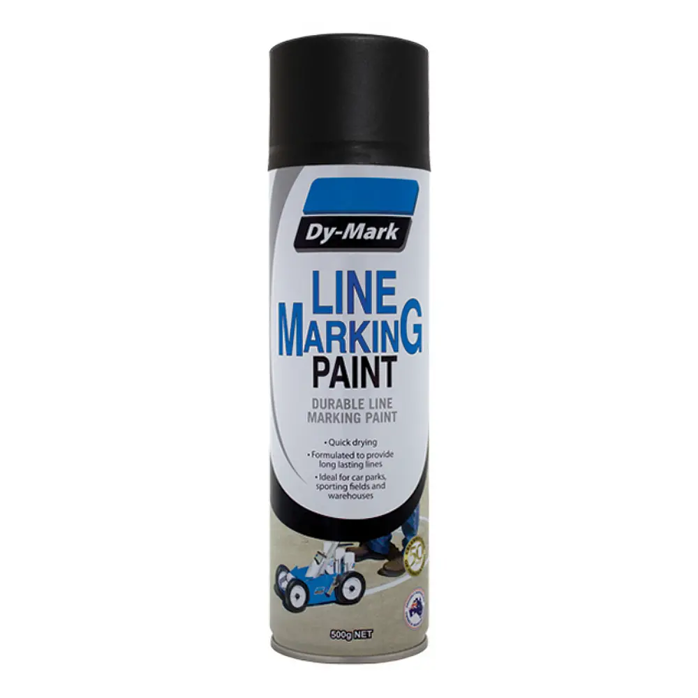 Dy-Mark Line Marking Spray Paint Matt Black 500G Aerosol Durable Acrylic Inverted 1