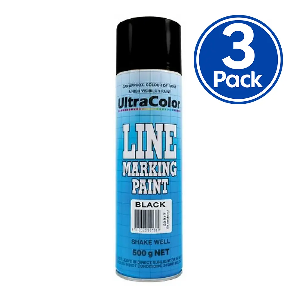 Ultracolor Line Marking Spray Paint Black 500G Aerosol X 3 Pack 1