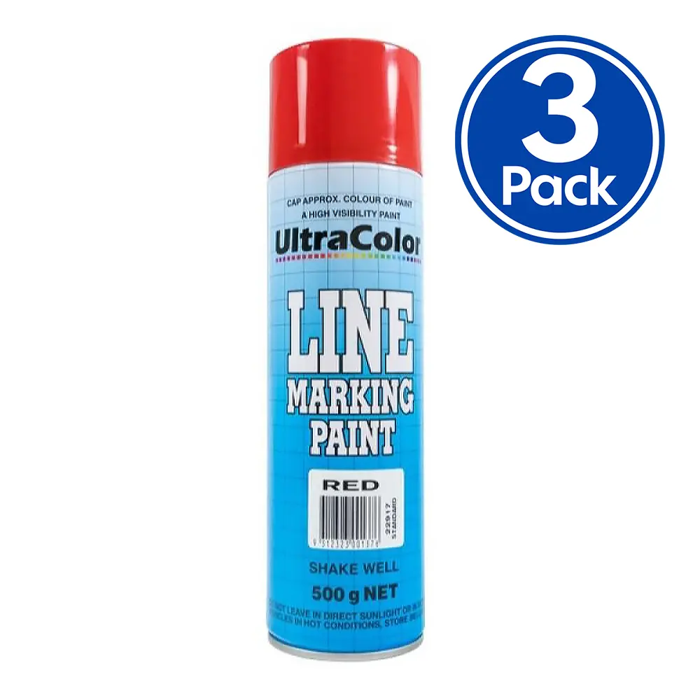 Ultracolor Line Marking Spray Paint Red 500G Aerosol X 3 Pack 1