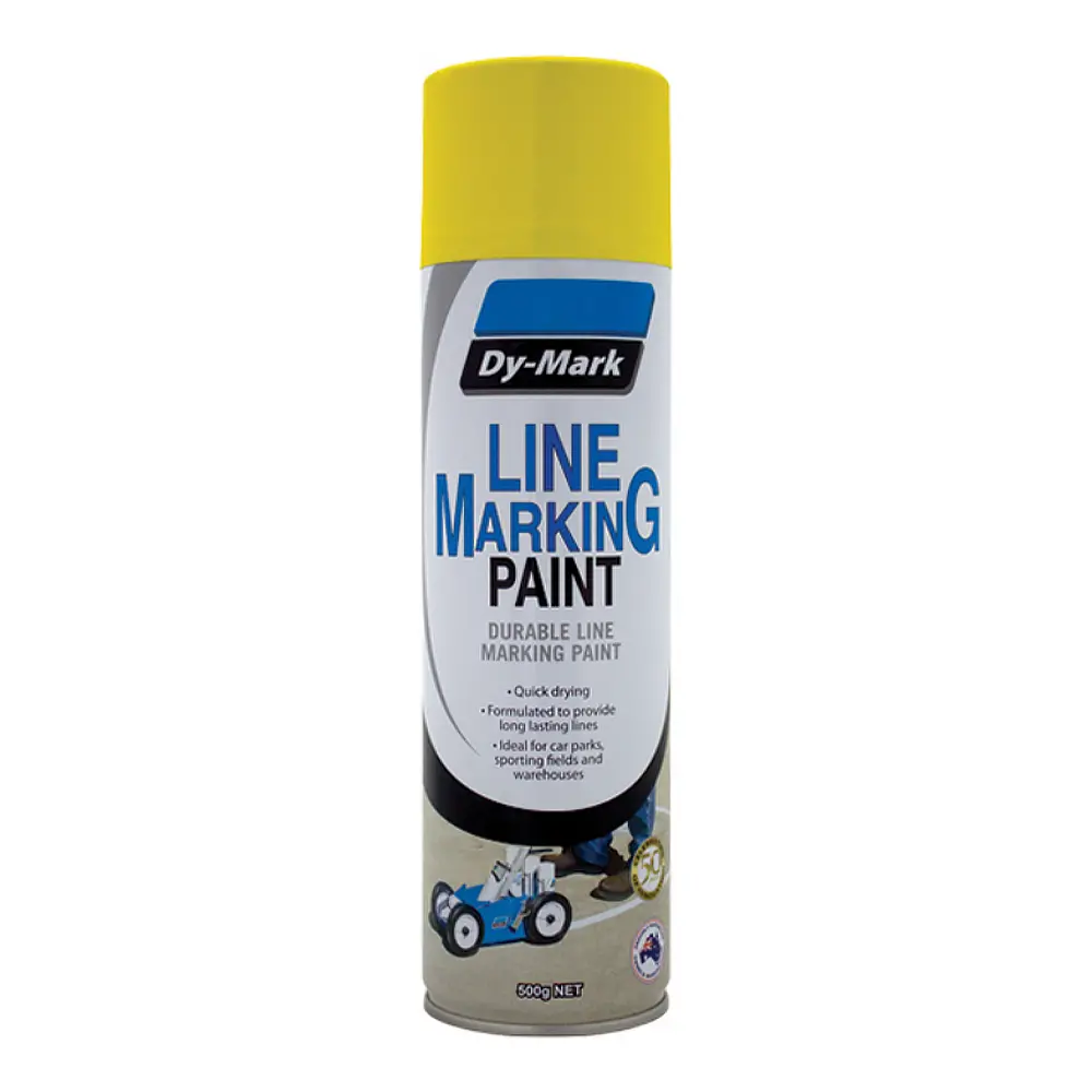 Dy-Mark Line Marking Spray Paint Yellow 500G Aerosol Durable Acrylic Inverted 1