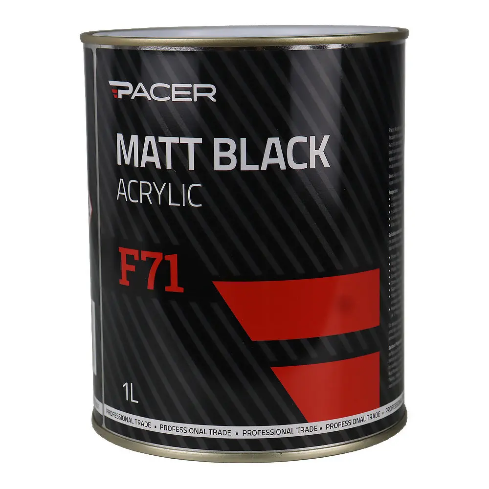 Pacer F71 Matt Black Acrylic Paint 1L Professional Automotive Durable 1