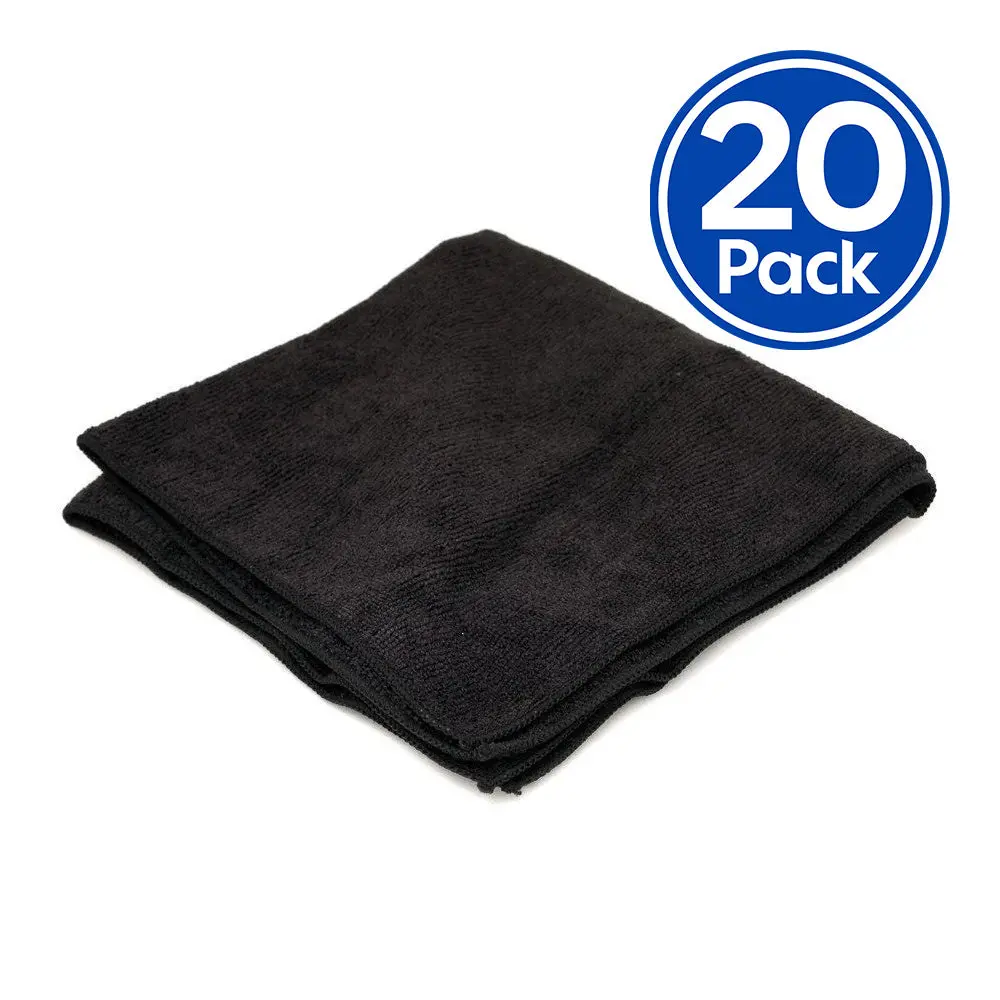 Purewax Black Microfibre Cloth 400Mm X 400Mm X 20 Pack Edgeless Towel 1