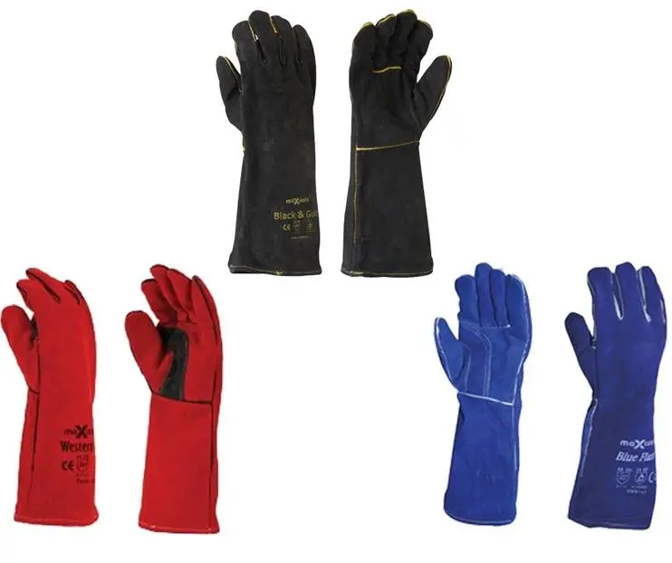 Maxisafe Multipack Multicolour Welding Gauntlet Glove Fabrication Foundry Safety 1