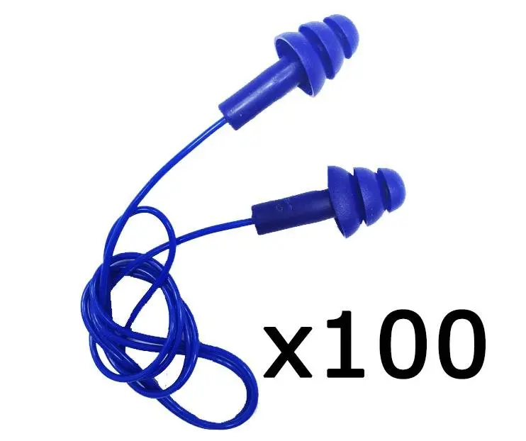 Maxisafe Maxiplug Reusable & Detectable Corded Earplugs Blue Box Of 100 1