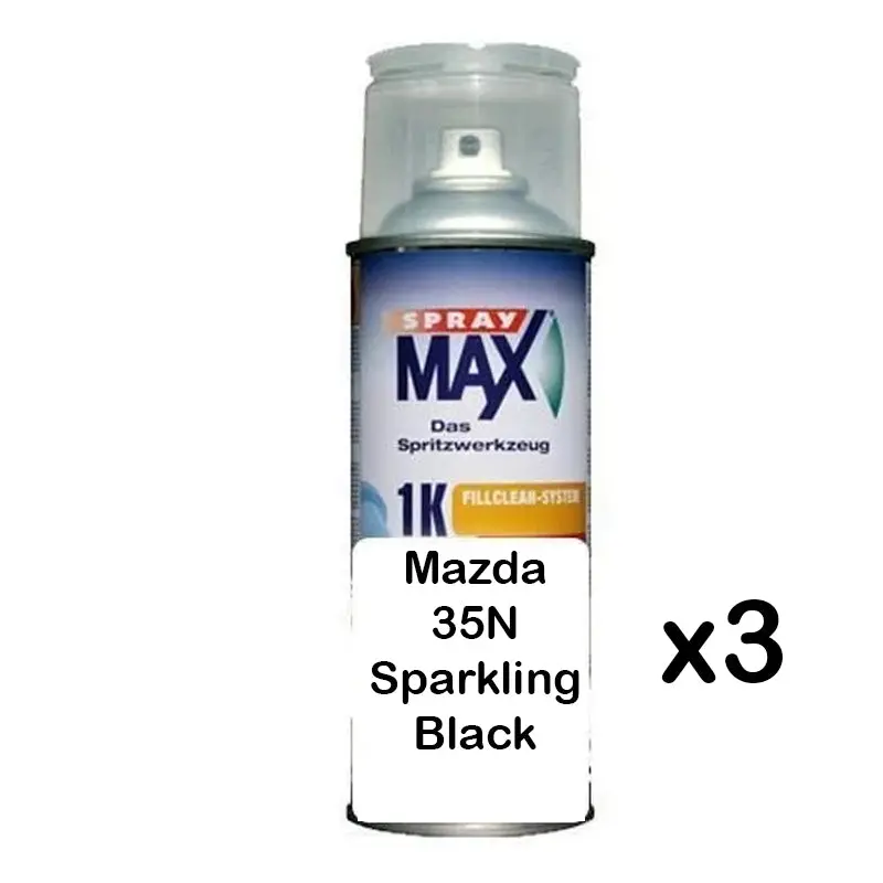 Auto Car Touch Up Paint Can For Mazda 35N Sparkling Black X 3 1