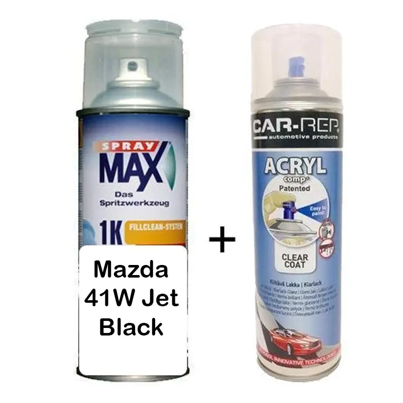 Auto Touch Up Paint Mazda 41W Jet Black 1K Clear Coat & Primer 1