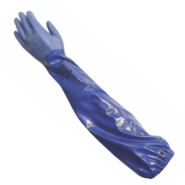 Gloves, Shoulder-Length, Nitrile, Blue With Rough Grip 1