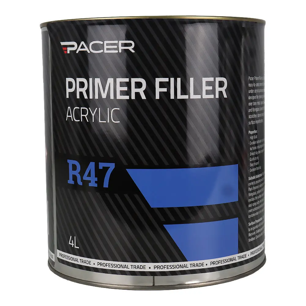 Pacer R47 Primer Filler Acrylic 4L Grey High Build Automotive Primer 1
