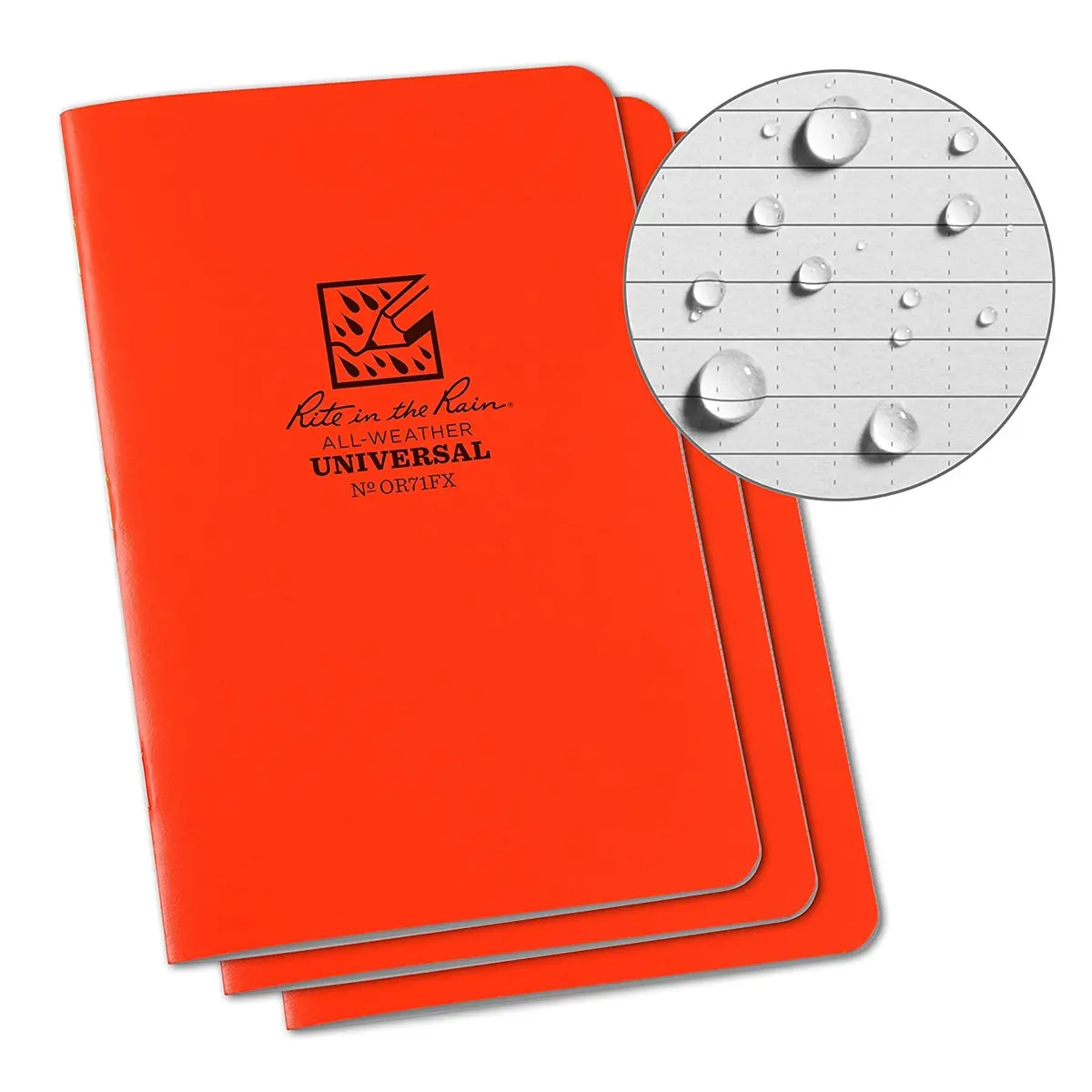 Rite-In-The-Rain - #Or71fx Notebook, Universal, Orange, Pkg Of 3 1