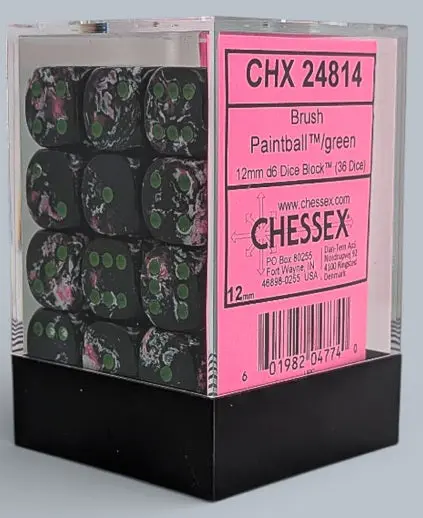 Dice: 36X D6: Brush: Paintball / Green 1