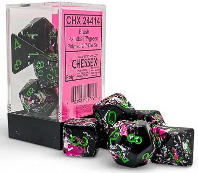 Dice: 7 Pc: Brush : Paintball / Green 1