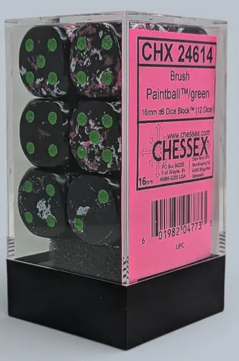 Dice: 12X D6: 16 Mm: Brush: Paintball / Green 1