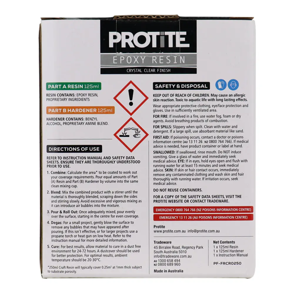 Protite Epoxy Craft Resin 250Ml Kit Clear 2 Part System 2