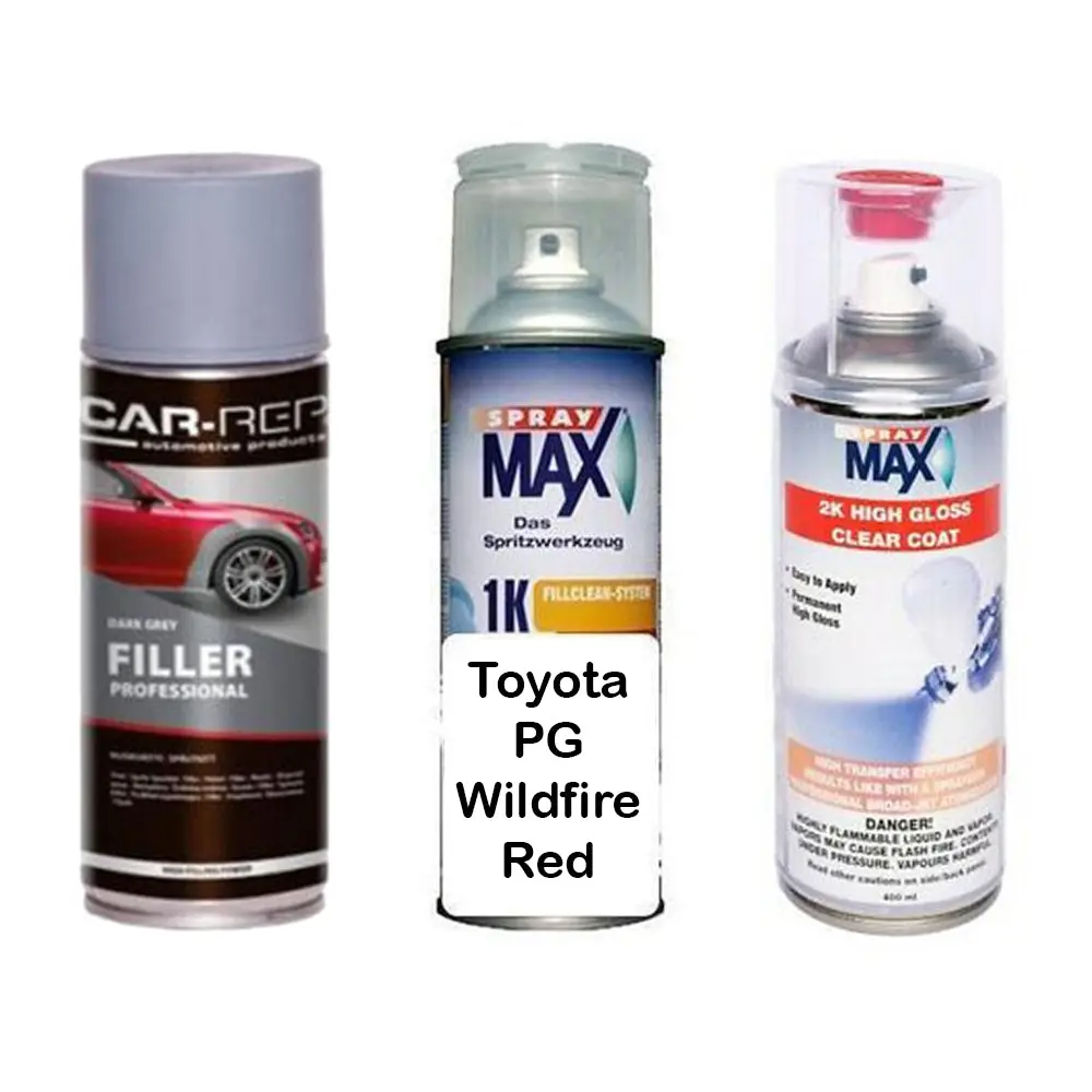 Auto Touch Up Paint For Toyota Pg Wildfire Red Plus 2K Clear Coat & Primer 1