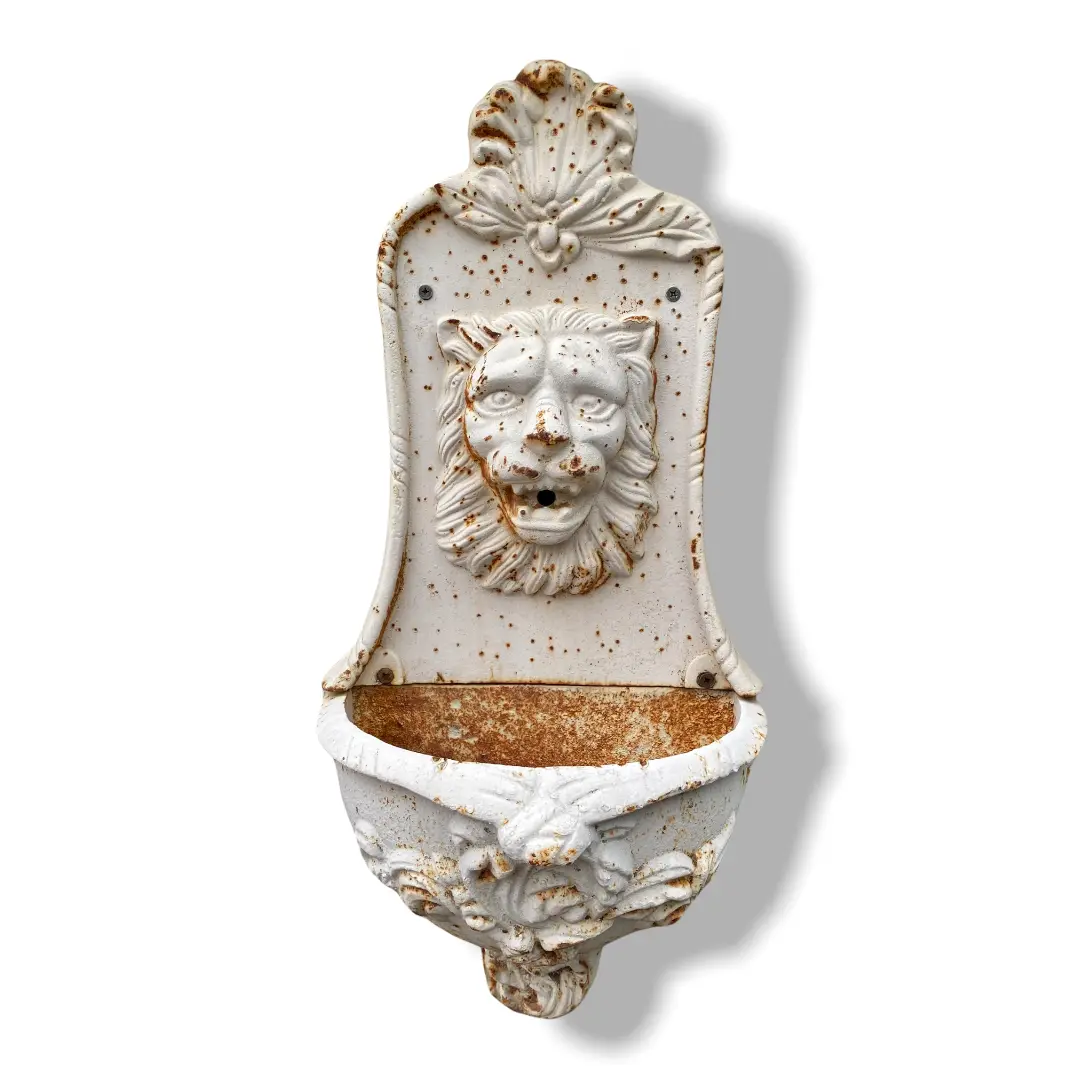 Rusted White Lion's Head Cast Iron Water Feature - Sold 1