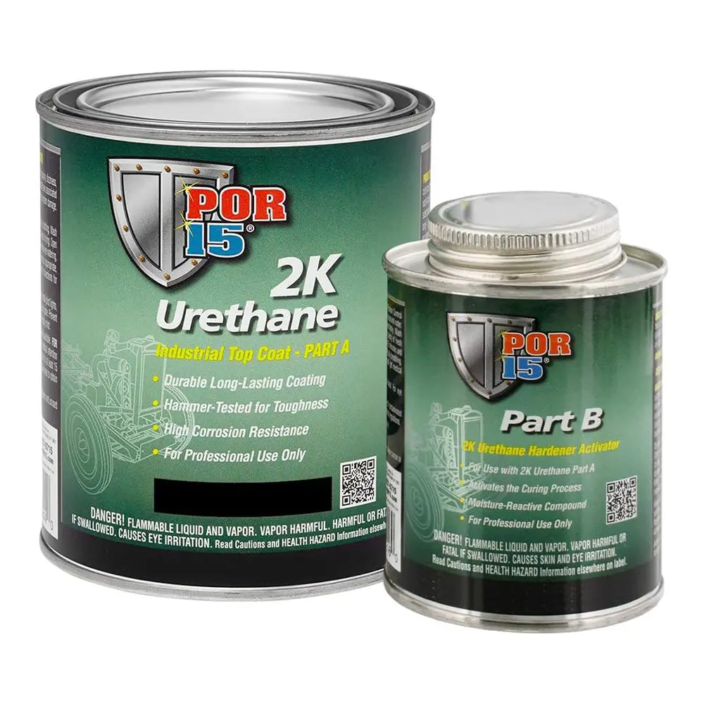 Por15 2K Urethane 946Ml Gloss Black Two Part Industrial Top Coat Paint 1