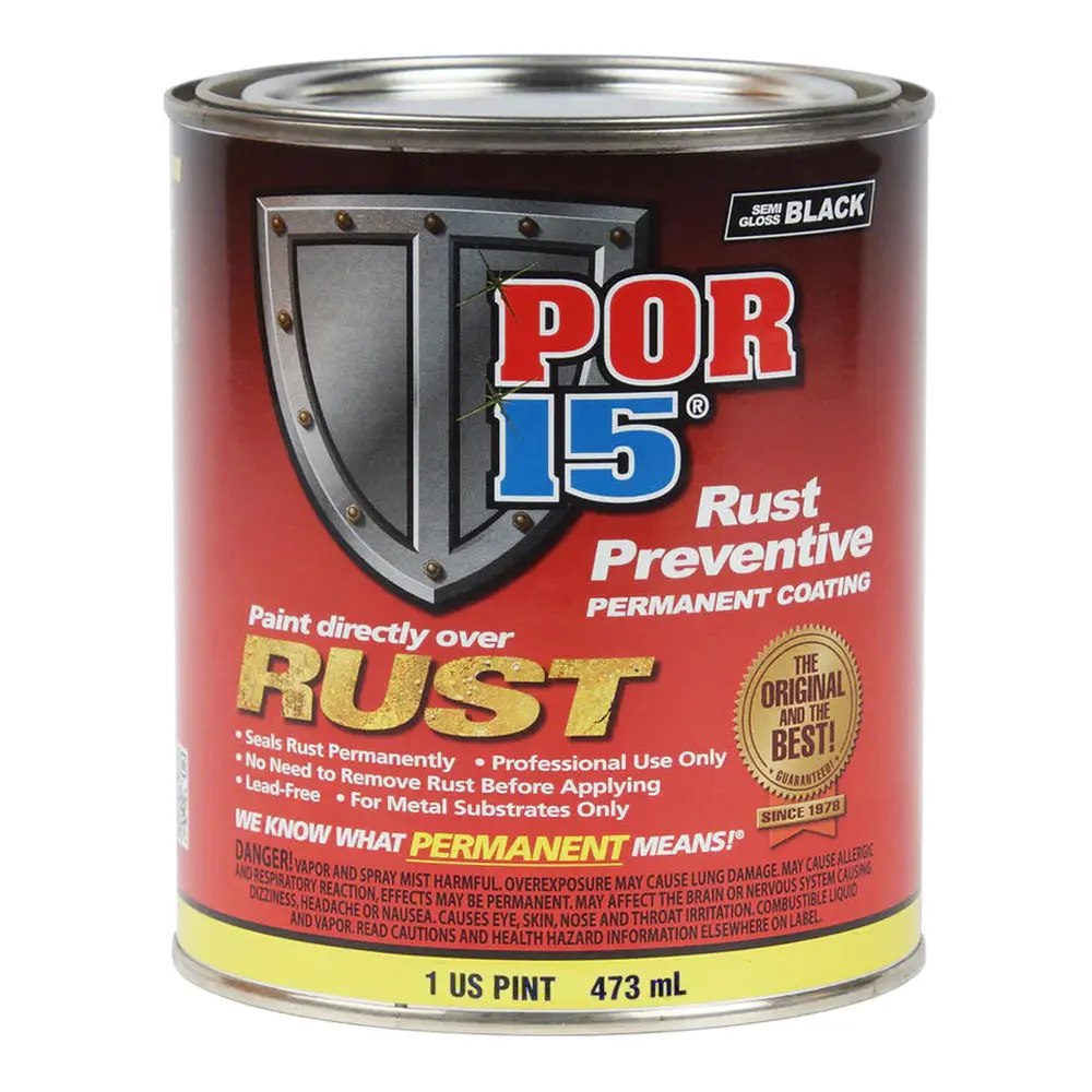 Por15 Rust Preventive Coating 473Ml Semi Gloss Black Permanent Coating Paint 1