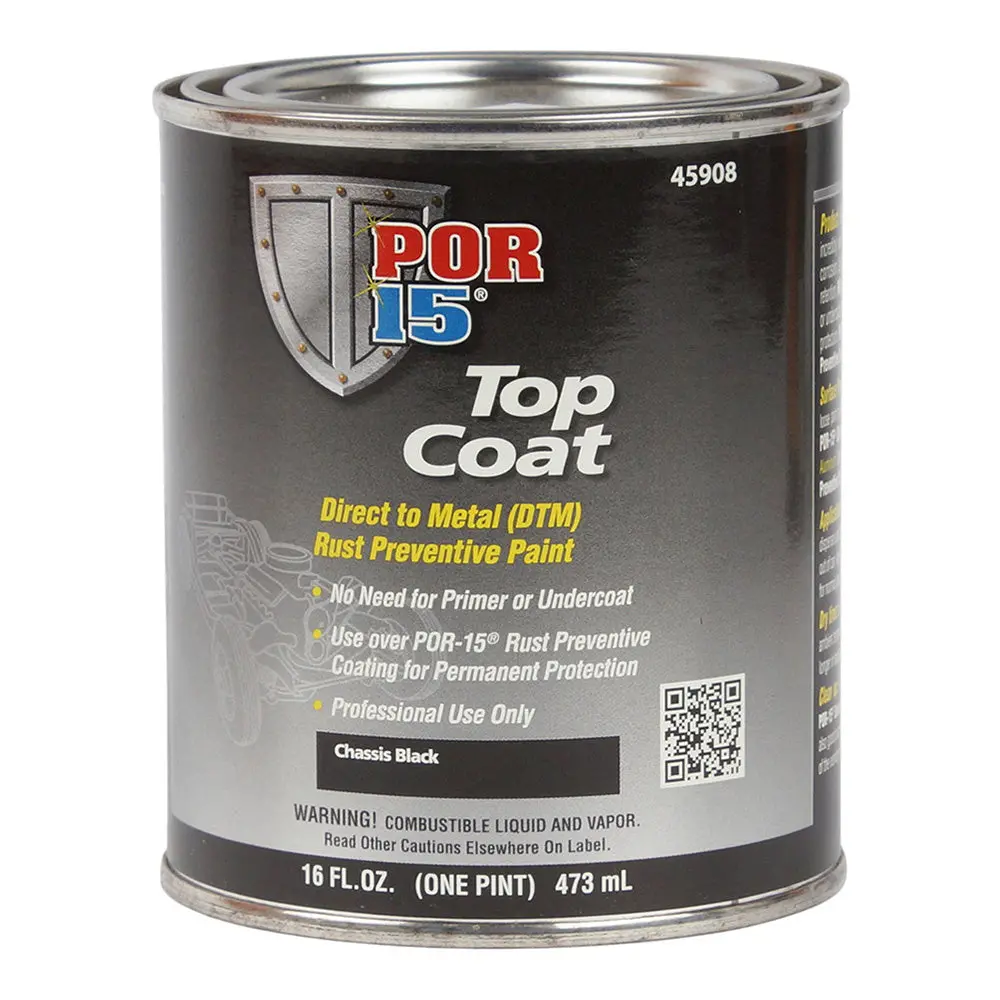 Por15 Top Coat 473Ml Chassis Black Paint Direct To Metal Rust Prevention 1