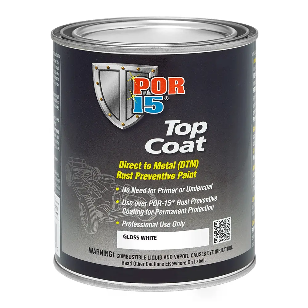 Por15 Top Coat 473Ml Gloss White Paint Direct To Metal Rust Prevention 1