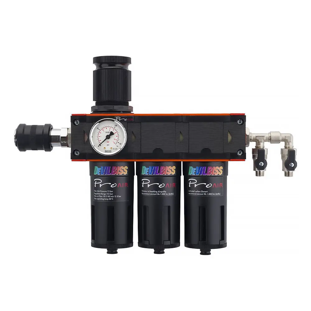 Devilbiss Pro Air 3 Filter Regulator Coalescer With Activated Carbon Filter 1