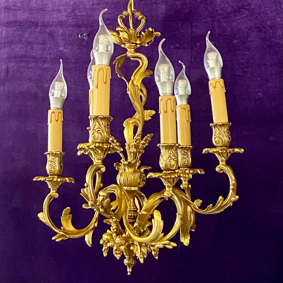 Fabulous Polished Brass Antique Chandelier - Sold 1